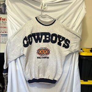 Gray and Blue Cowboys Sweatshirt with Elastic Banding